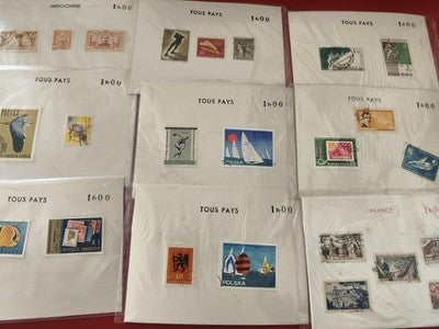 Lot anciens timbres collection vrac tous pays Indochine Pologne France philatéli