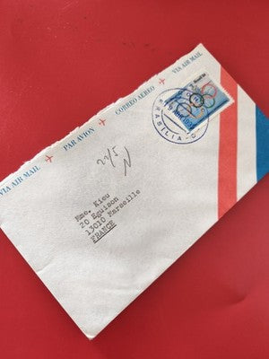 Ancienne enveloppe oblitérée Par Avion avec timbre Brésil 1994 philatélie