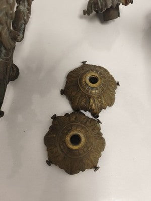 Paire d'appliques bougeoirs anciennes bronze décor dragon style XIXe