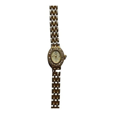Montre femme Majestic Paris dorée cadran ovale strass fantaisie
