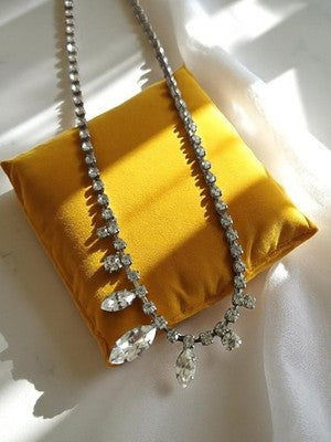 Collier vintage strass Art déco années 1930, élégant ras du cou brillant