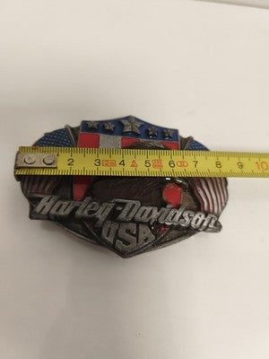 Boucle de ceinture Harley-Davidson USA aigle drapeau ancien vintage biker