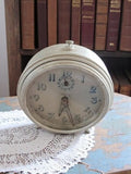 Réveil de table ancien Jaz à restaurer blanc, horloge vintage déco rétro