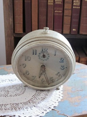Réveil de table ancien Jaz à restaurer blanc, horloge vintage déco rétro