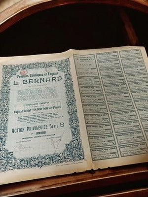 Action au porteur L. Bernard années 1920 authentique vintage décorative