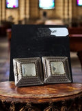 Boucles d’oreilles vintage carrées rétro argenté années 60/70 style géométrique