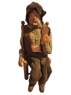 Santon ancien Provence 25cm argile signé AJM, figurine homme vintage