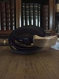 Ceinture vintage en cuir noir, boucle métal brossé, accessoire rétro ancien