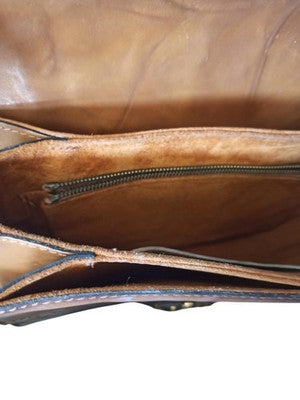 Sac à main vintage Emy Paris cuir marron effet croco bandoulière ancien femme