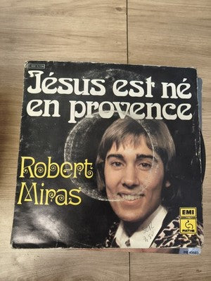 Vinyle 45T vintage Robert Miras Jésus est né en Provence Pathé EMI pochette usag