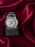 Montre homme TPS vintage cadran blanc bleu avec boîte, bracelet cuir