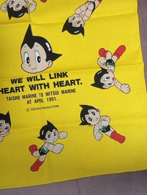 Yellow vintage 1991 Astroboy bandana Tezuka Production Japan Maritime Self-Defense Force
