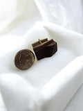Boutons de manchette vintage géométriques aspect brun doré rétro costume