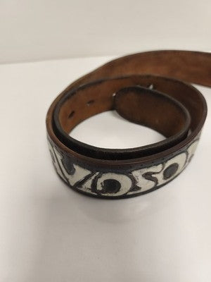 Ceinture vintage Harley Davidson cuir noir inscription relief années 70 biker