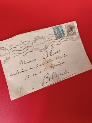 Ancienne lettre vintage timbres oblitérés Monaco 1931 philatélie collection