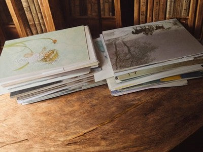 Lot cartes de vœux illustrées anciennes vintage rétro, collection neuves