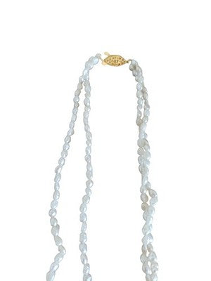 Collier perles de culture authentiques vintage, fermoir doré, élégant rétro