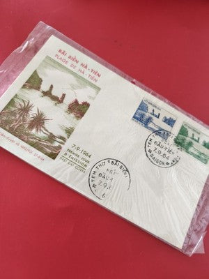 Vintage FDC Vietnam 1964 Plage de Ha-Tien lettre 1er jour timbres anciens