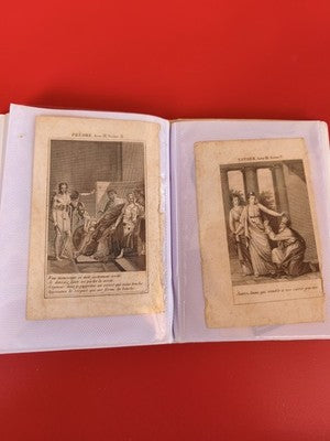 Lot 2 cartes anciennes mythologie Phèdre Esther gravures scènes classiques vinta