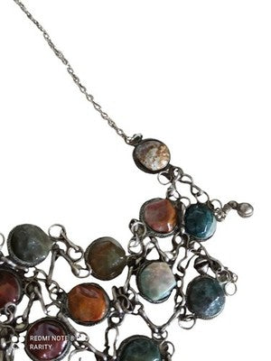 Plastron bohème pierres précieuses naturelles multicolores collier pendentif Boh