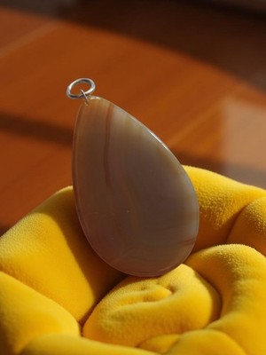 Pendentif vintage goutte agate naturelle, tranche polie rétro, bijou pierre