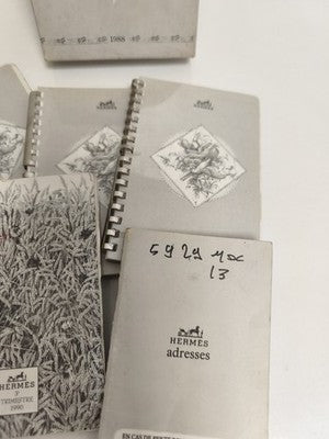 Agendas Hermès trimestriels 1988-1990 + carnet adresses, lot papeterie luxe