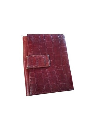 Porte-monnaie vintage Alexander cuir marron effet croco rétro ancien porte-feuil