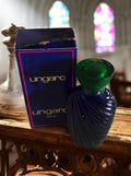 Miniature parfum vintage Ungaro Paris flacon bleu ondulé bouchon vert