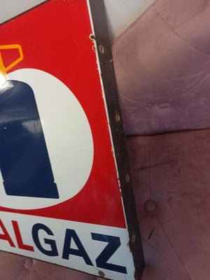 Plaque émaillée ancienne TOTALGAZ butane propane vintage pub rétro