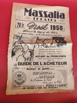 Ancien journal Massalia Théâtre Noël 1950 vintage Marseille illustré rare