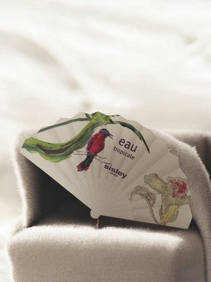 Carte éventail publicitaire Sisley eau tropicale, parfum vintage rétro rare