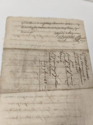 Lettre administrative manuscrite 1788, acte notarié XVIIIe siècle
