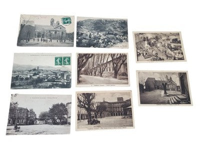 Lot 8 cartes postales anciennes Valréas Vaucluse vues village église marché