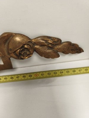Ornement ancien en bronze doré décor floral rosace applique dessus porte