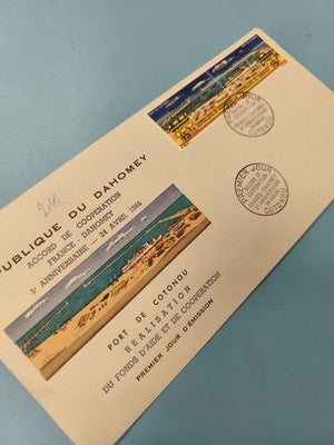 Enveloppe FDC Dahomey 1966 Port de Cotonou timbre 1er jour France Bénin