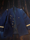Veste officier aviateur bleu marine vintage, authentique uniforme militaire anci
