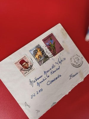 Ancienne lettre vintage timbrée Maroc 1973 oblitérée philatélie collection