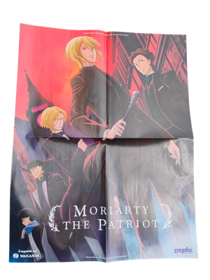 Poster manga Moriarty The Patriot plié, illustration personnages, anime Wakanim