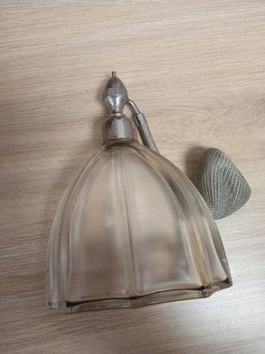 Flacon vaporisateur parfum vintage années 1930 Art déco verre givré