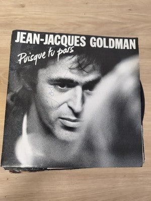Vinyle 45T vintage Jean-Jacques Goldman "Puisque tu pars" pochette noir & blanc