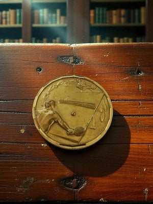 Médaille vintage bronze tennis de table ping-pong joueur relief déco