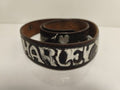 Ceinture vintage Harley Davidson cuir noir inscription relief années 70 biker