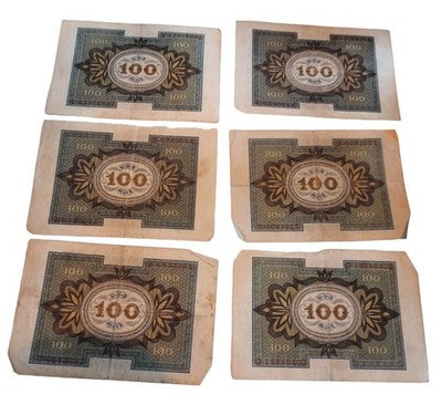 Lot 6 billets 100 Mark Allemagne 1920 décor floral Billets anciens