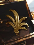 Broche vintage 1980 bouquet doré, bijou fantaisie feuillage métal