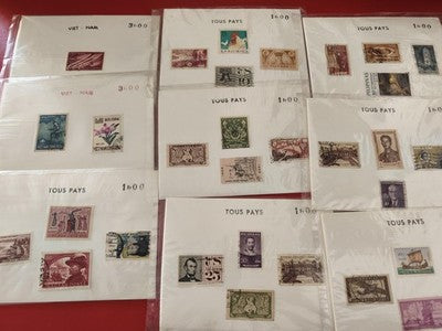Lot anciens timbres collection vrac tous pays Asie Europe Afrique philatélie