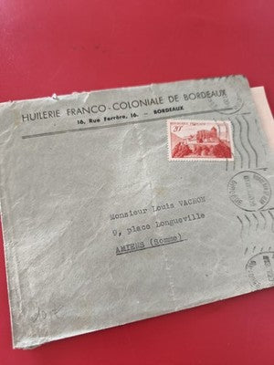 Ancienne enveloppe timbrée Huilerie Bordeaux oblitérée philatélie collection