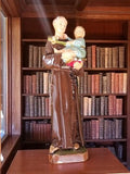 Statue religieuse ancienne plâtre, Saint Antoine de Padoue vintage, objet dévoti