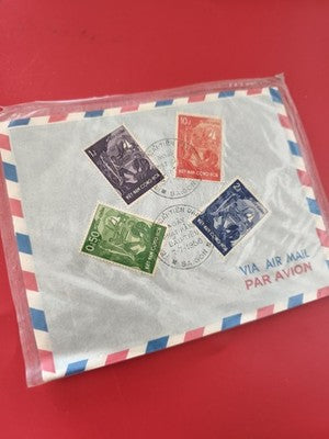 Ancienne enveloppe oblitérée Vietnam, timbres collection, philatélie, air mail