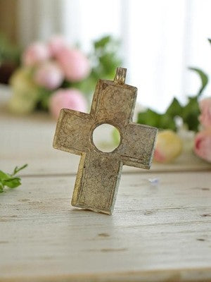 Pendentif croix vintage métal années 50 | Bijou rétro original | Deadstock