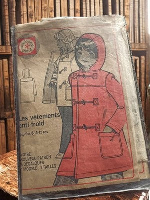 Patron couture vintage manteau enfant 8-12 ans ancien modèle rétro